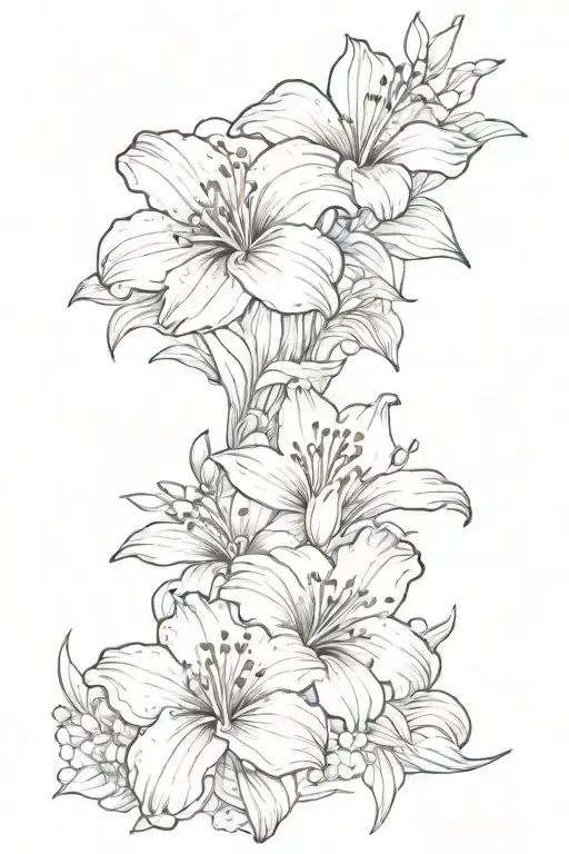 lily and hibiscus flowers with ocean waves tattoo design idea