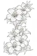 lily and hibiscus flowers with ocean waves tattoo design idea