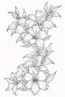 lily and hibiscus flowers with ocean waves tattoo design idea