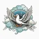 create your opportunity's text with a dove and clouds  tattoo design idea