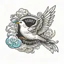 create your opportunity's text with a dove and clouds  tattoo design idea