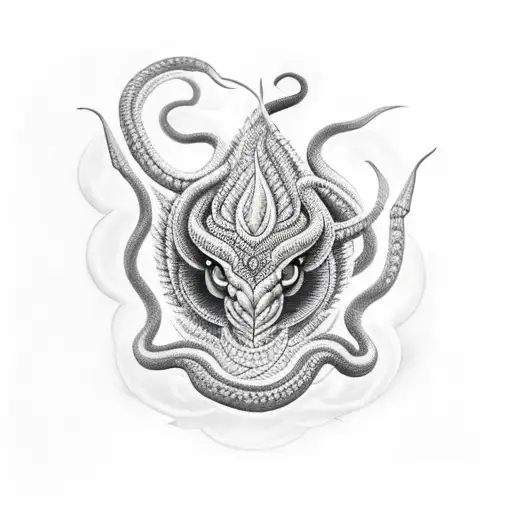 nightshade with trishul with snake tattoo design idea