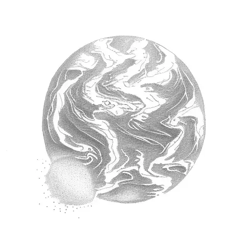 The earth seen in profile with the language outside and the evolution of man tattoo design idea