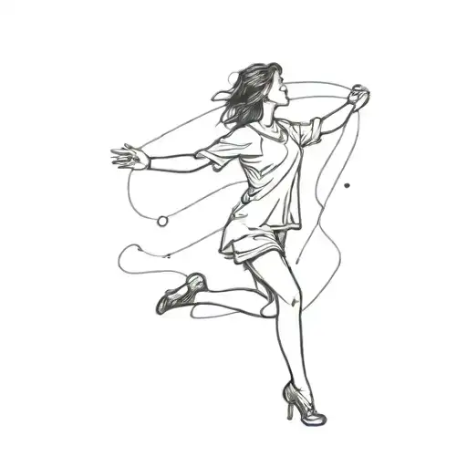 girl dancing in the rain tattoo design idea