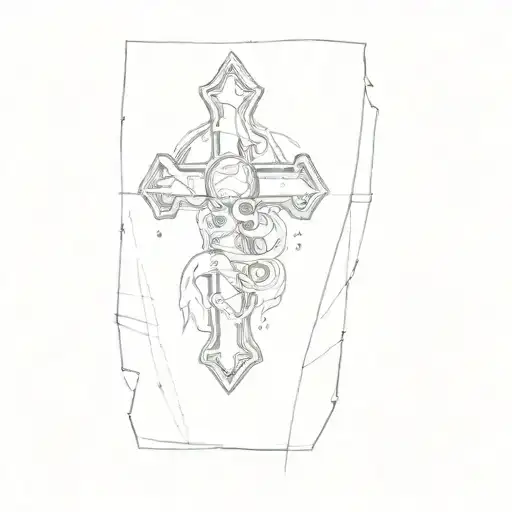 a cross tattoo with wings and a American football somewhere in it tattoo design idea