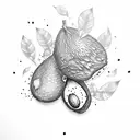 2 cute cartoon avocado tattoo design idea