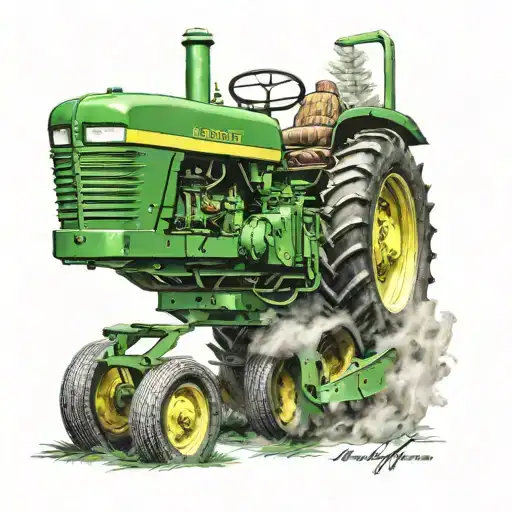 half John Deere logo half case logo incorporated tattoo design idea