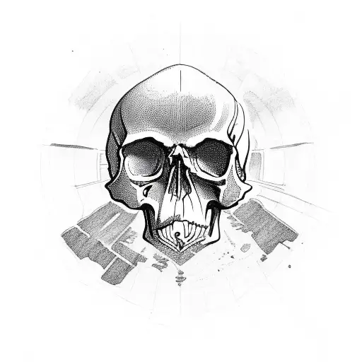 storm clouds skull ship  tattoo design idea