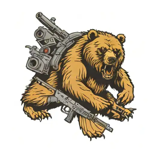 a tattoo of angry bear holding ak 47 tattoo design idea