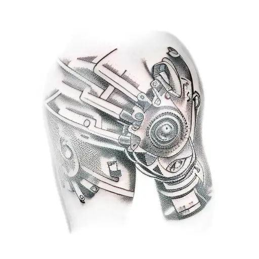 bionic arm tattoo design idea