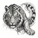 Indian tiger going down vertically tattoo design idea