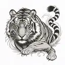 Indian tiger going down vertically tattoo design idea