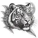 Indian tiger going down vertically tattoo design idea