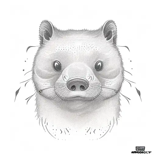 otter full body carrying a rock tattoo design idea