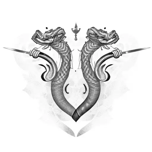 king cobra and sword tattoo design idea