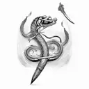 king cobra and sword tattoo design idea