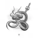 king cobra and sword tattoo design idea