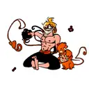 a monkey with eyebrows like winesmoke sanji.and namys tangerine tatto on is left shold tattoo design idea