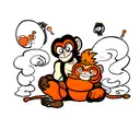 a monkey with eyebrows like winesmoke sanji.and namys tangerine tatto on is left shold tattoo design idea