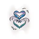 Ocean Wave, two hearts , palm tree tattoo design idea