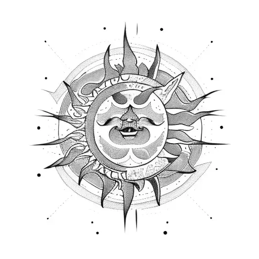 Sun and Moon tattoo design idea