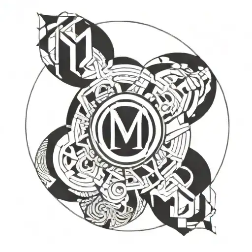 circle inside initials m j g g tattoo design idea