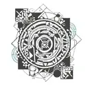 circle inside initials m j g g tattoo design idea