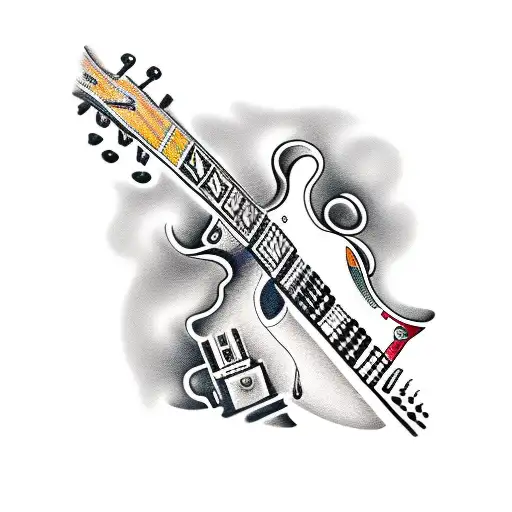 les paul with marshall amp tattoo design idea