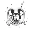 Mickey mouse smoke rap tattoo design idea