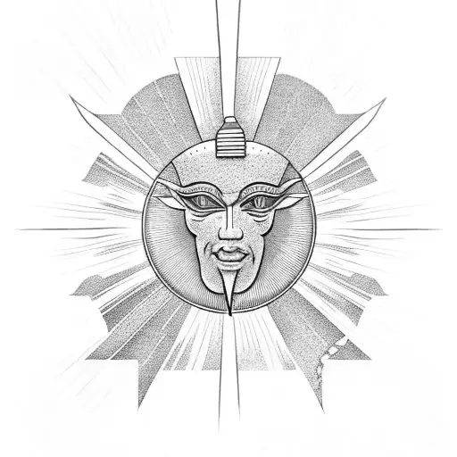 the god ra with sun above him  tattoo design idea