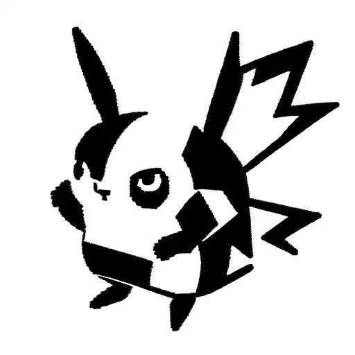 Pixelated Pikachu with 4 star dragon ball tattoo design idea