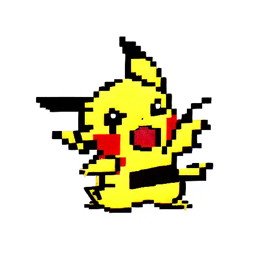 Pixelated Pikachu with 4 star dragon ball tattoo design idea