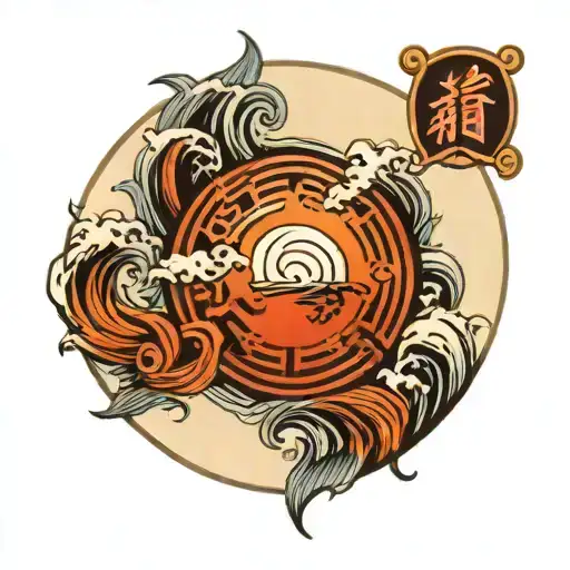 earth and water element sign incorporated tattoo design idea