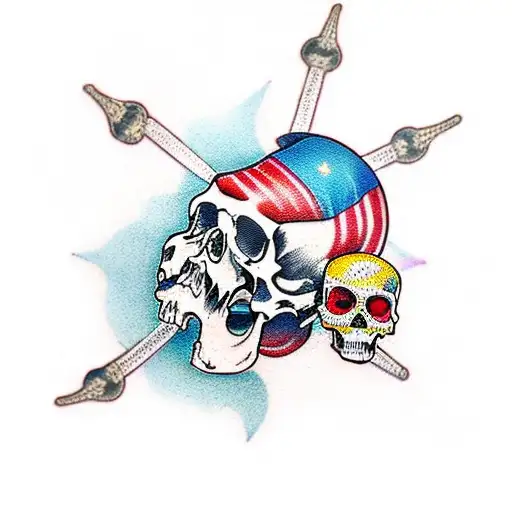 DNS with scull and crossbones tattoo design idea