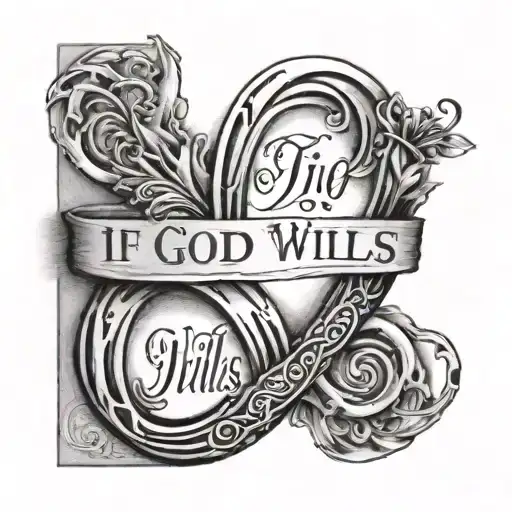 Phrase "If God wills" in the infinity symbol tattoo design idea