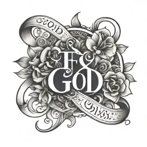 Phrase "If God wills" in the shape of the infinity symbol and a flower tattoo design idea