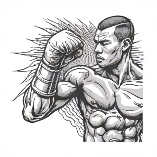 muay thai fighter standing fists bumping tattoo design idea