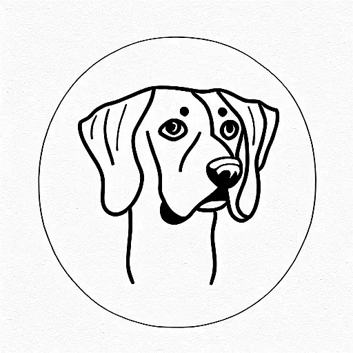 single line drawing of a beagle tattoo design idea