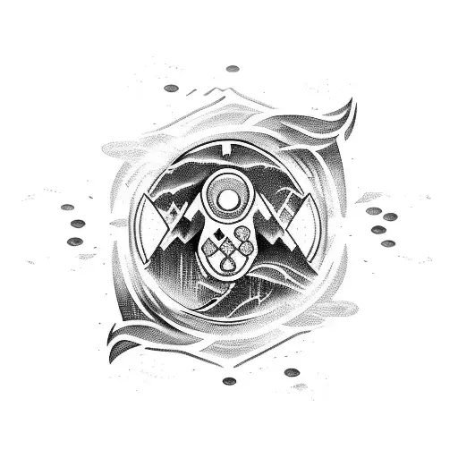 A blackwork tattoo of a gaming controller merging with a wave, representing your passion for gaming and the ocean tattoo design idea