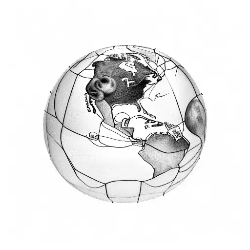 world map with an aeroplane flying and a soccer ball with the logo YNWA and birthdate 07/01/2020 and a oxygen tank tattoo design idea