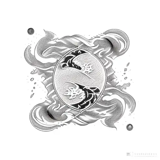 A blackwork tattoo of a gaming controller merging with a wave, representing your passion for gaming and the ocean tattoo design idea