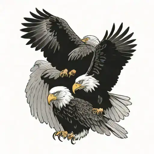 two bald eagles holding each other by their talons tattoo design idea
