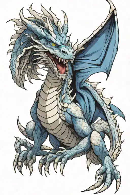 blue eyes white dragon tattoo design idea