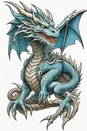 blue eyes white dragon tattoo design idea