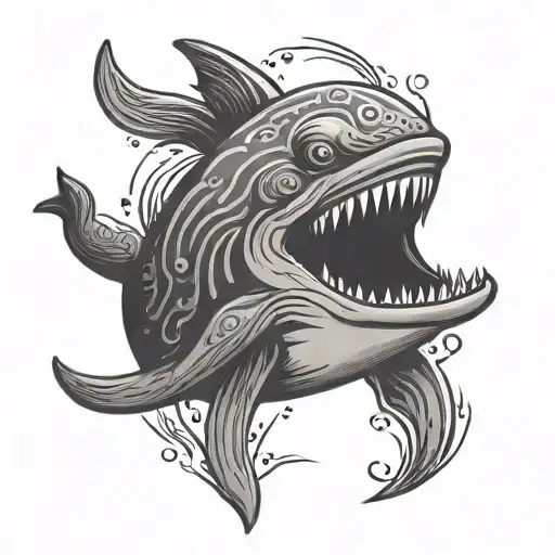 funny narwhale tattoo design idea