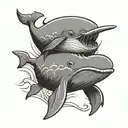 funny narwhale tattoo design idea