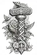 thors hammer and crows tattoo design idea