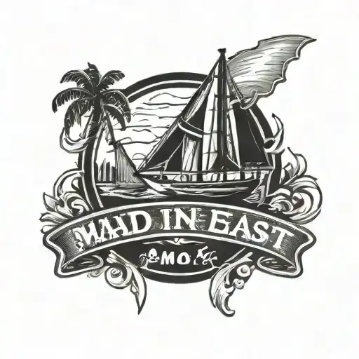 Blackout tattoo depicting San Francisco bay area culture and with the words "made in the east bay" on an African America tattoo design idea