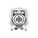 daruma doll mechatronic tattoo design idea