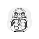 daruma doll mechatronic tattoo design idea